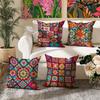 Mandala Flower Pattern Pillow Covers – Bohemian Vintage Design Soft Plush Cushion – For Sofa Living Room Bedroom Home Decor