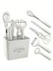 A 6-piece Kitchen Tool Fruit Slicer Set with Storage Holder, Melon Planer, Scissors, Bottle Opener, and Egg Beater Set