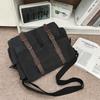 Canvas Bag Business Shoulder Crossbody Bag Large Capacity Lightweight Contrast Color Student Bag