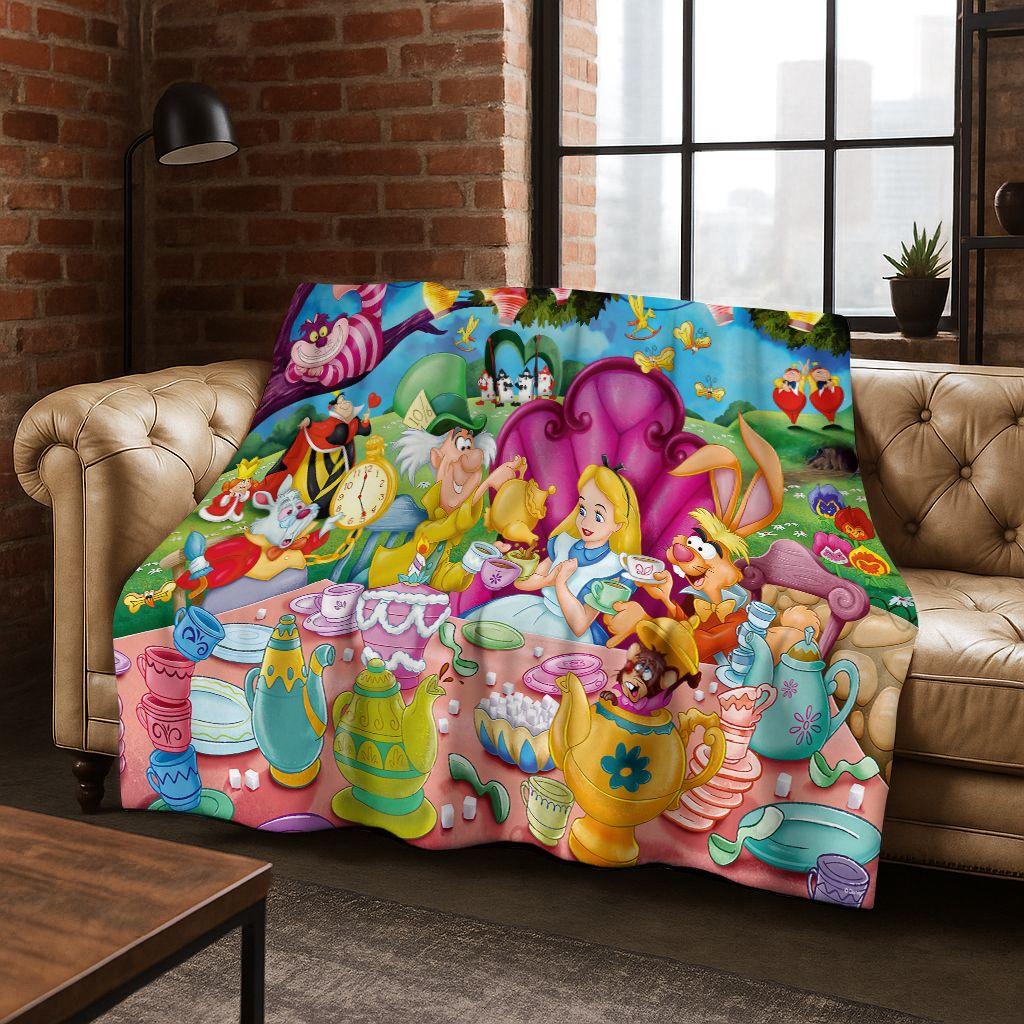 Dream Cheshire Cat Alice In Wonderland Cartoon Flannel Blanket,Cozy Soft Throw Blanket for Home Bedroom Bed Sofa Cover Gift Kid