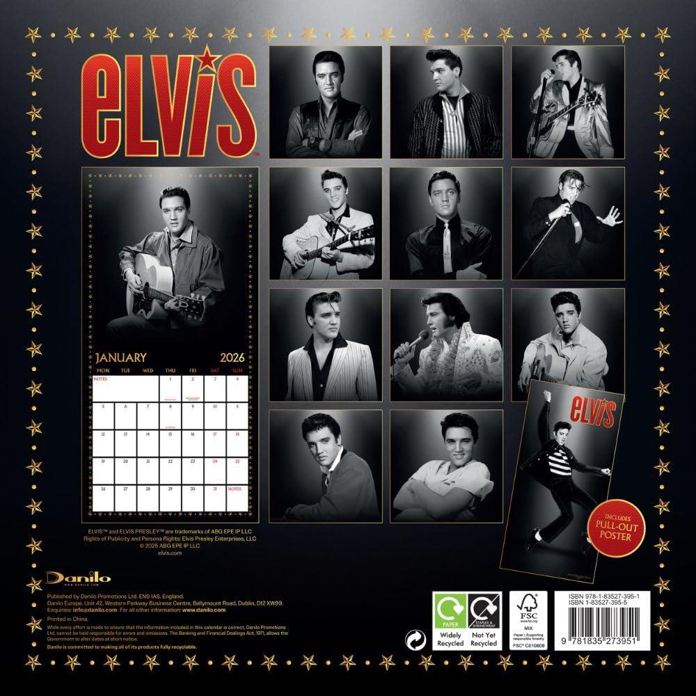 Elvis Presley 2026 Square Wall Calendar