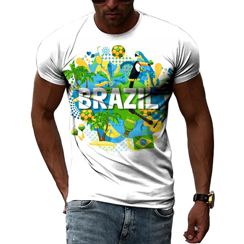 Brazilská vlajka 3D tisk triček letní pánské a dámské krátké rukávy ležérní trička módní streetwear Harajuku tričko dětské topy oblečení