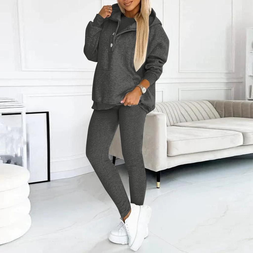 Hooded Sports Tracksuit Running Outfits Long Sleeves Pullover Hoodies Sweatshirt+Sweatpants+Tank Set