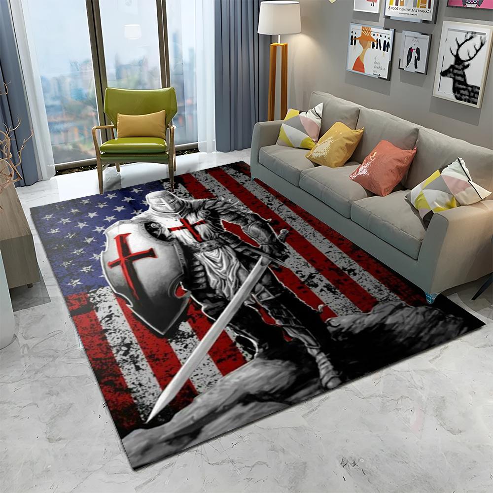 Rycerz Templariusz Krzyżowiec Gry Dywanik do Domu Salonu Sypialni Sofy Wycieraczka Dekoracja, Dywanik Obszarowy Antypoślizgowa Mata Podłogowa