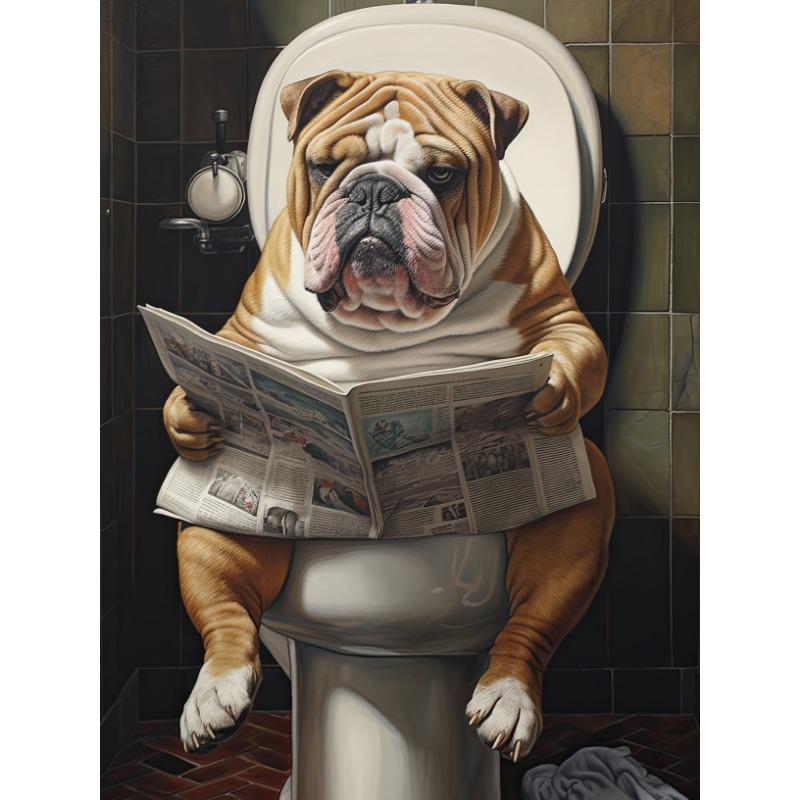 Funny British Bulldog Poster Skateboarding Boxing Reading Newspaper Chef Baking Canvas Painting Wall Art Picture Home room Decor