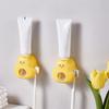 Plastic Yellow Duck Toothpaste Dispenser No Punching Toothbrush Holder  for Bathroom