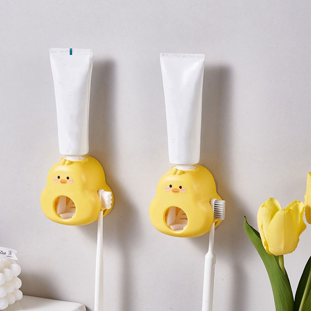 

Пластиковый держатель для зубной щетки в виде желтой утки без пробивки для ванной комнаты