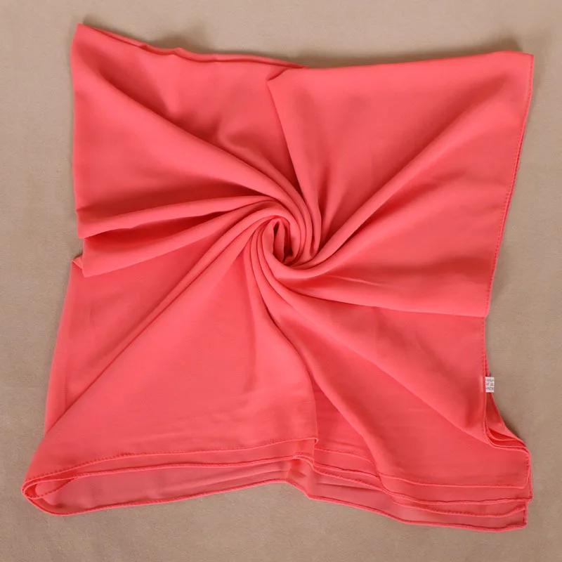 Gładki Kolor Kwadratowy Chwost Wiskozowy Szal Szalik Kobiety Owinąć i Szale Paszmina Muzułmański Hidżab Echarpe Foulard 110*110Cm