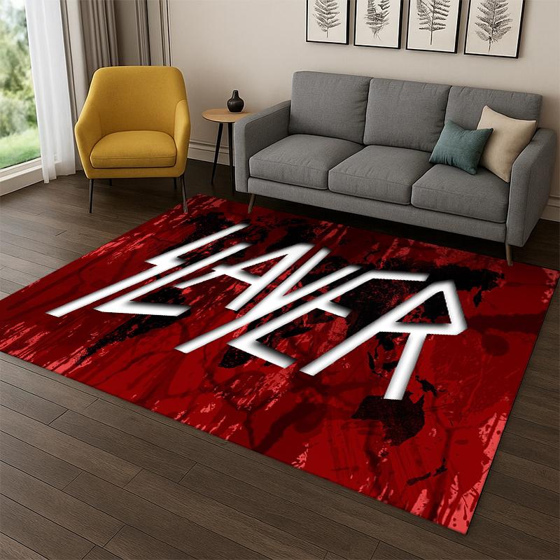 

3D Slayer Heavy Metal Rcck Band Sign Carpet Rug for Bedroom Living Room Sofa Doormat Home Decor,Kid Game Area Rug Non-slip 40x60cm