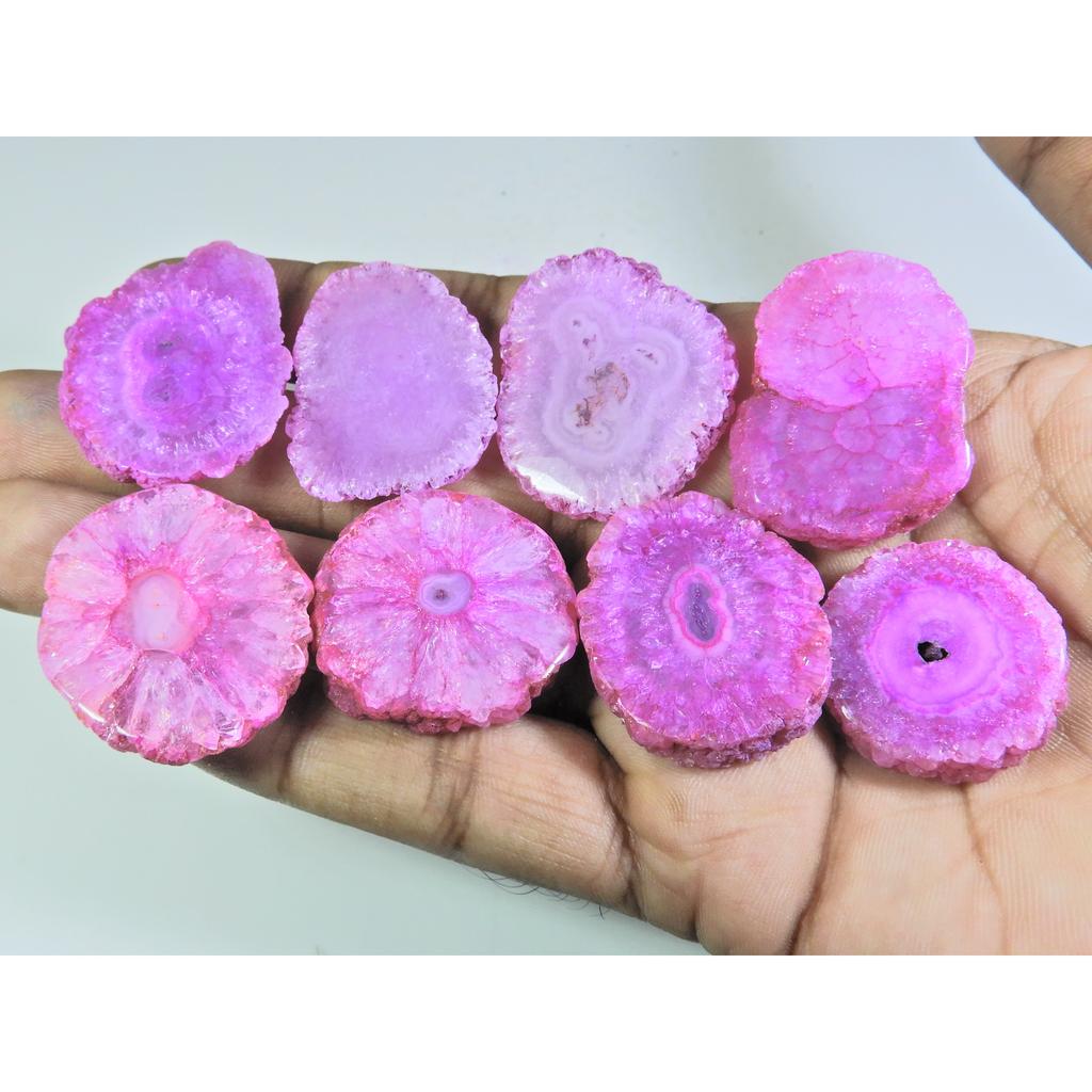 420Cts. Dyed Solar Druzy Agate Mix Shape Cabochon Loose Gemstone 08 Pcs Lot A-690