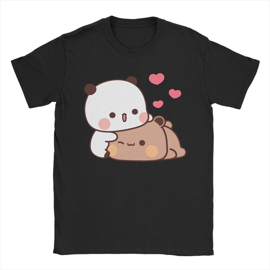 Panda Bear Bubu and Dudu TShirt for Men  Humor Cotton Tee Shirt Round Neck Short Sleeve T Shirts 4XL 5XL Tops