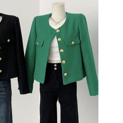 Spring and Autumn Elegant and Simple Button Short Jacket Women's Long-sleeved Casual All-match Cardigan Jacket Top