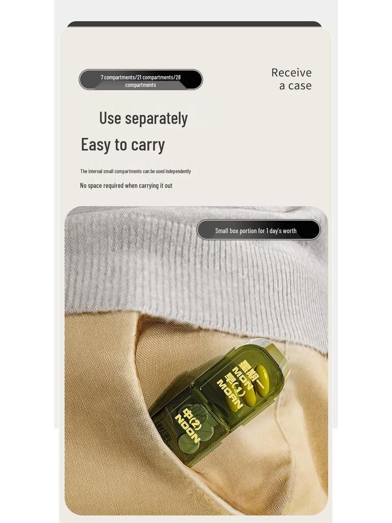 Portable Weekly Pill Organizer - Compact Travel Size with 3 Daily Compartments
