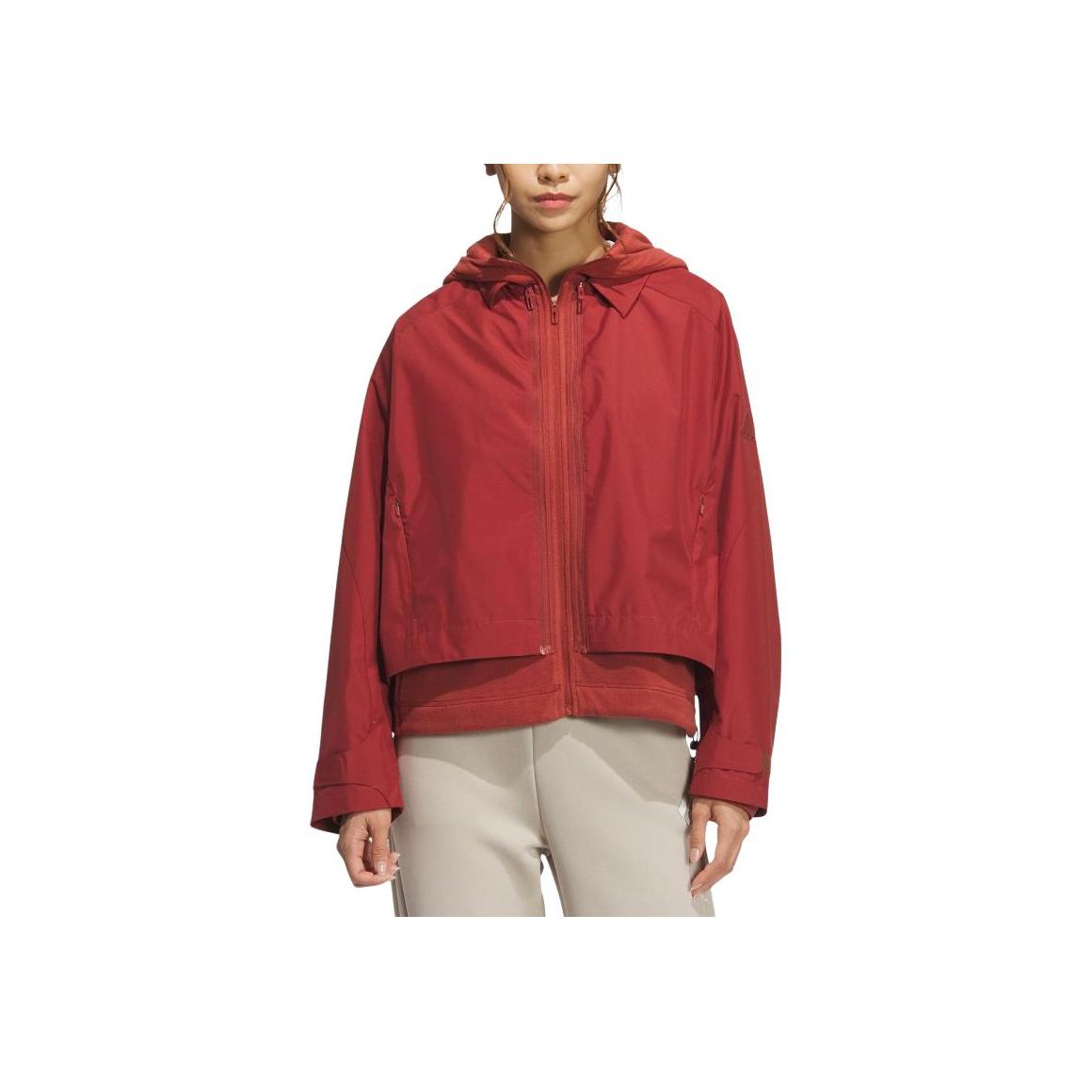 

Adidas Повседневная куртка-молния с капюшоном «два в одном», женские куртки, нежно-красный цвет JM8855 S