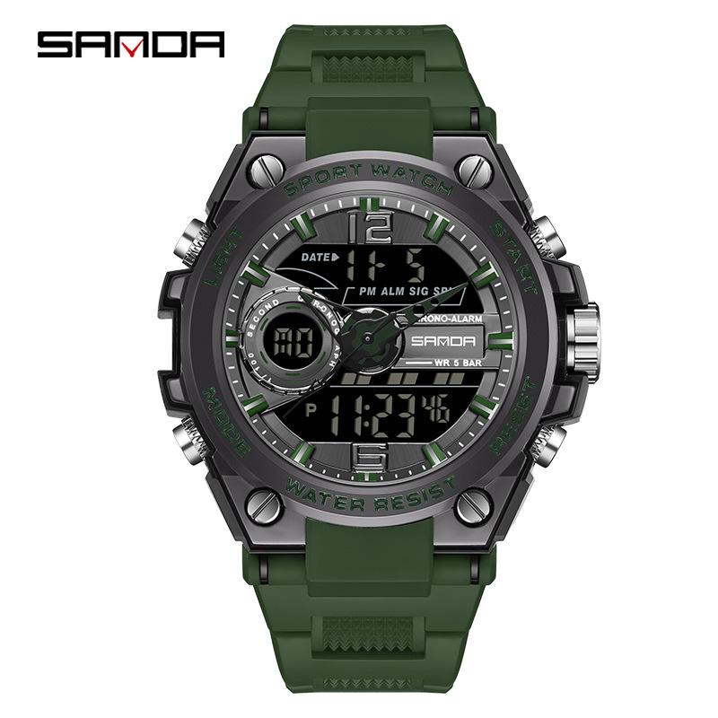 Sanda Watch New Lighting Male School Fashion Trend Digital Electronic Watch Multifunctional Waterproof And Shockproof Men'S Watch