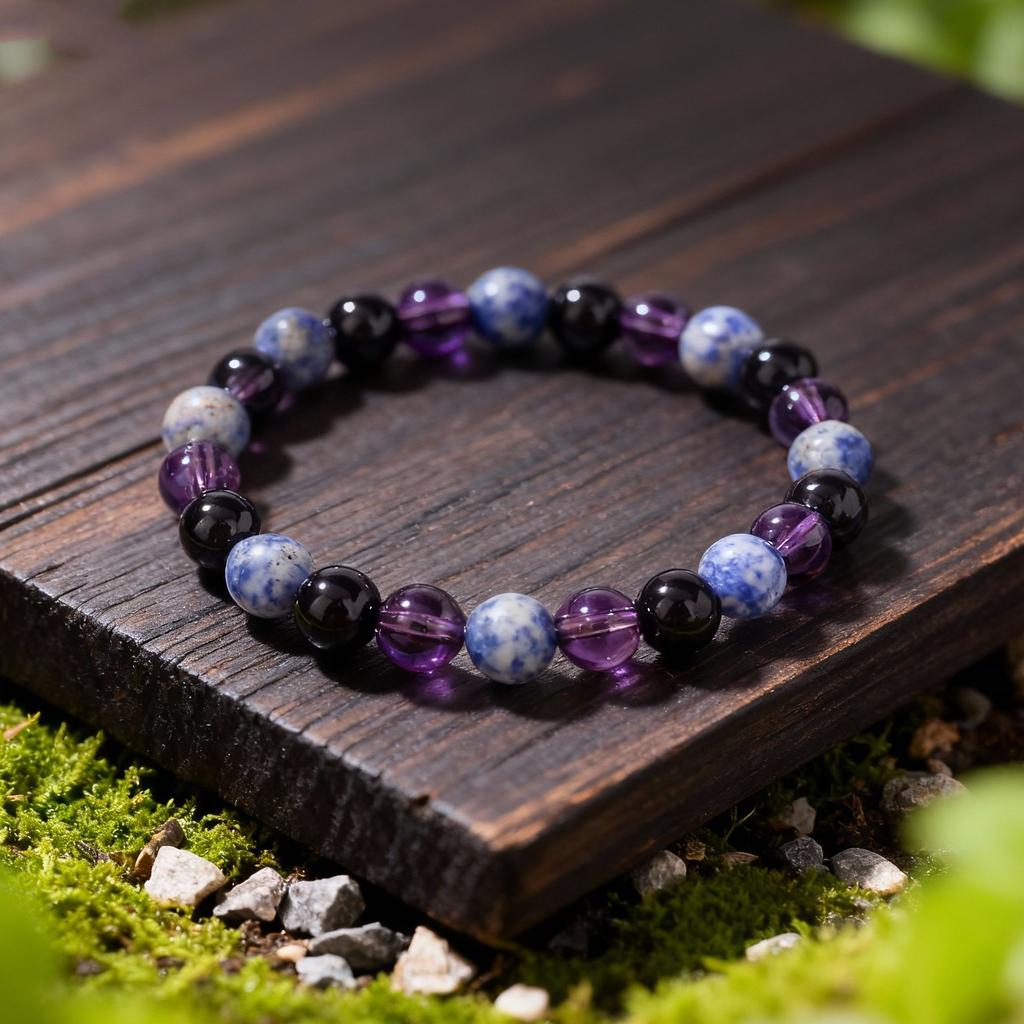 Braccialetto con Perle di Ametista Sodalite Onice Nero Regali Festivi Gioielli Naturali alla Moda Per Uomo Donna Uso Quotidiano Regalo