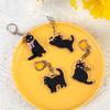 Lovely Cartoon Cat Key Chains Transparent Thick Acrylic Black Kitten Spring Clasp Keychain Pendant