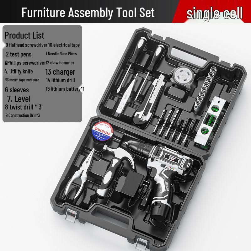 Cordless Lithium Electric Drill and Screwdriver Tool Set