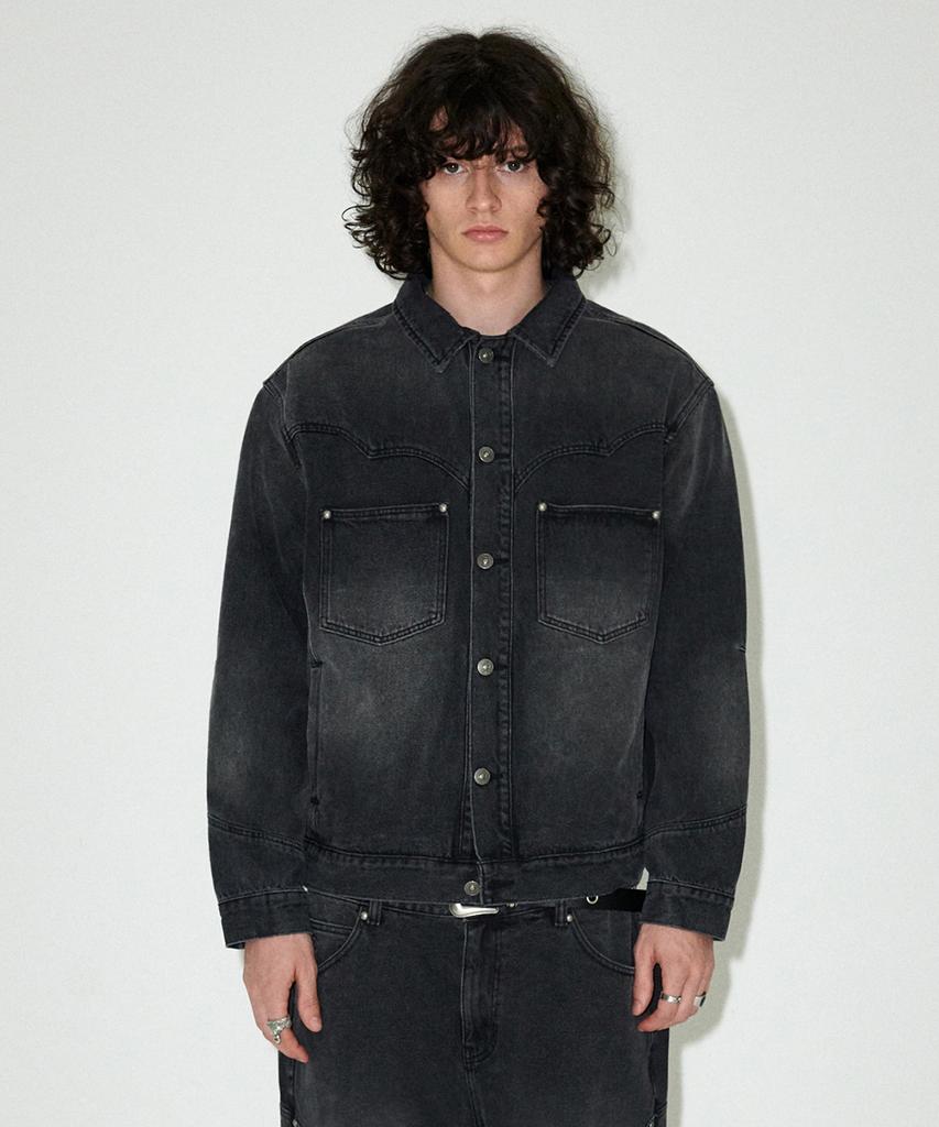 Mahagrid Western Denim Jacket Black(Mg2Efmd115A)