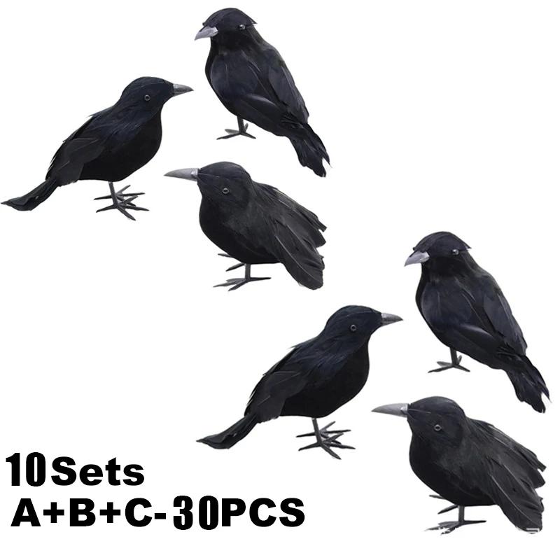 Simulation Corbeau Noir Halloween Accessoires Corbeau Noir Simulation Faux Oiseau Festival des Fantômes Décoration Halloween Décoration Effrayante