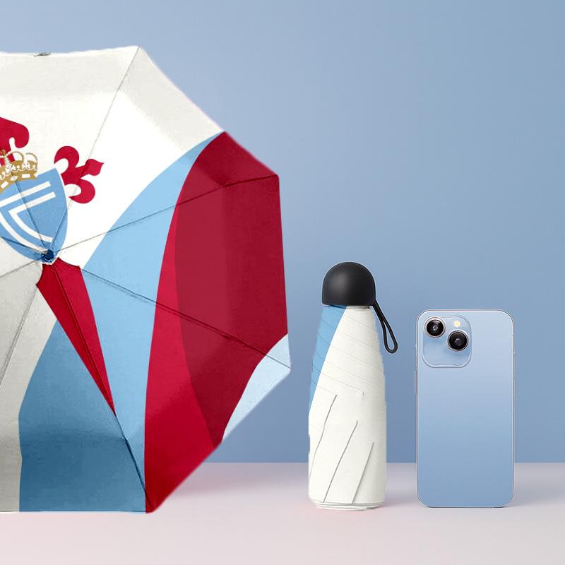 Celta Vigo FC Mini 5 Fold Pocket Umbrella Compact Lightweight Anti UV Rain Sun Protection Umbrella Portable Travel Umbrella