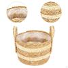 Woven Planter Basket Plant Pot Cover Decorative Wrap Organizer with Liner Handles for Yard
