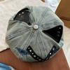 Soft Cotton Studded Cats Ear Hat Adjustable Head Size Vintage Unisex Beret For Theme Event Outfits