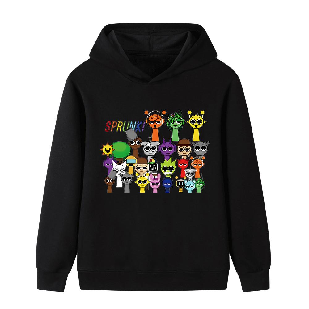 B1059 Kids Boys Girls Sprunki Print Soft Colorful Long Sleeves Hoodie