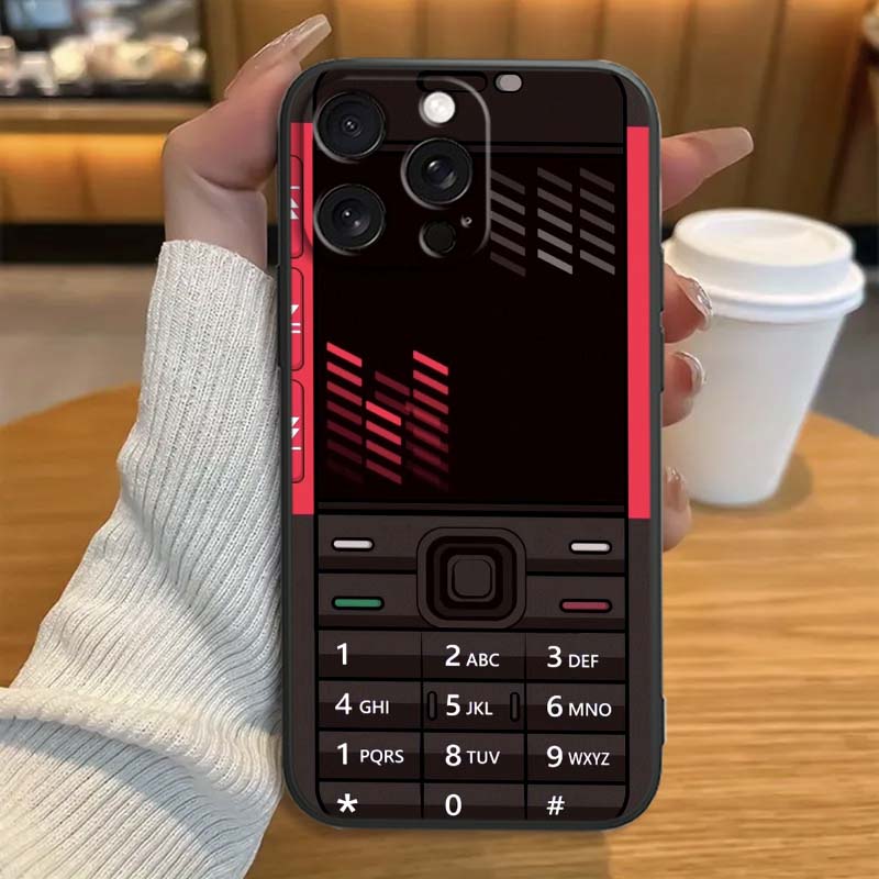 Luxury Vintage Phone Pattern Phone Case For Apple iPhone 17 16 16E 15 14 13 12 11 Pro Max Plus Black Soft Silicone