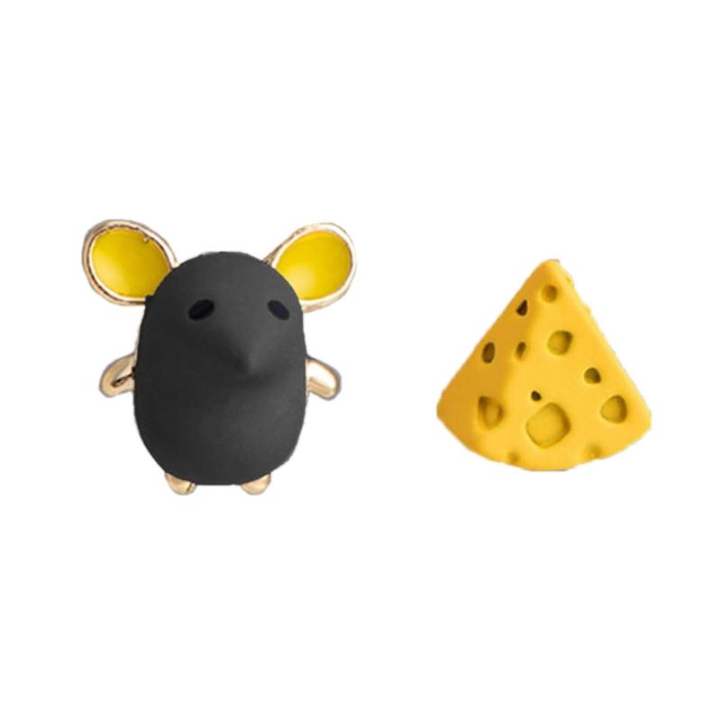 

Eye Catching Mouse Earrings Unique Mouse and Cheese Earrings Eye catching Jewelry for Party Daily Wear Ear Clips Earring 1