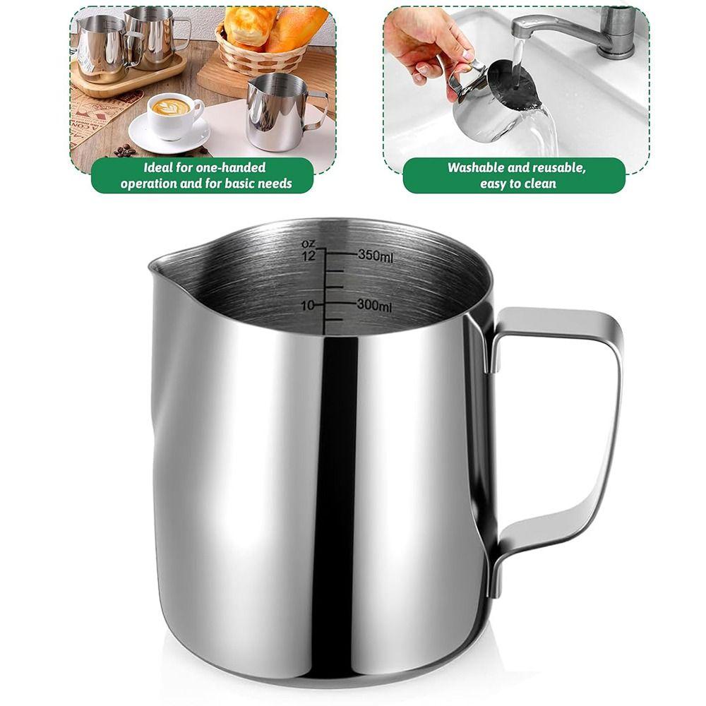 Stainless Steel Coffee Milk Frothing Jug With Pouring Spout Measurement Jug Milk Coffee Cappuccino
