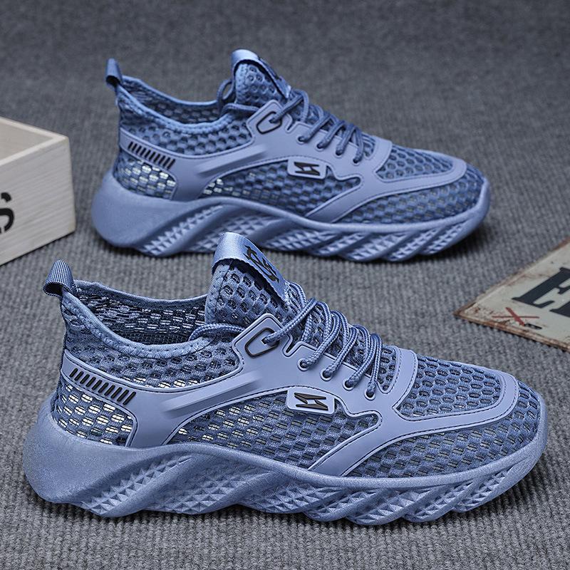 Summer men's shoes new breathable hollow mesh shoes men's trend versatile thick-soled fly-woven sports shoes casual shoes