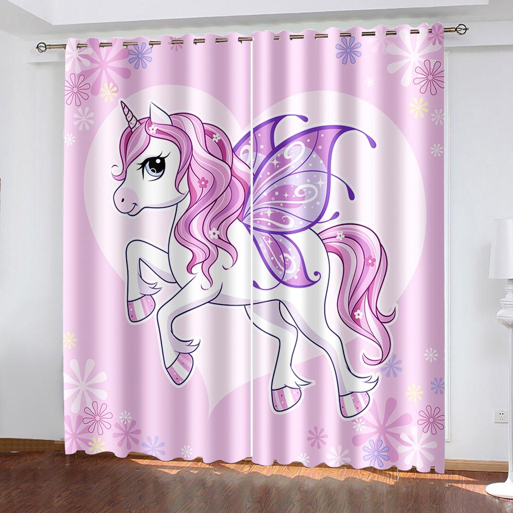 

Adorable Fun Cartoon Pink Rainbow Unicorn Horse Vibrant Girl Shading Window Curtain Panels Children Living Interior Room Bed Chamber Bathroom Doors W50 X H130(CM)X2&Grommet Top