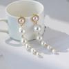 1 par de pendientes largos para mujer, de perla sintética pulida de acero inoxidable, exquisitos pendientes colgantes con borlas para fiesta, graduación, joyería para las orejas