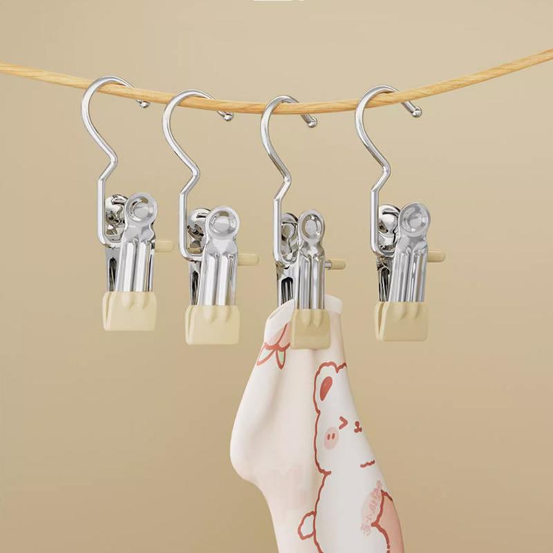 10/20pcs Stainless Steel Clothespins Laundry Clothes Pegs Hook Portable Hanging Clothes Clip Wardrobe Clothes Organizer Hanger