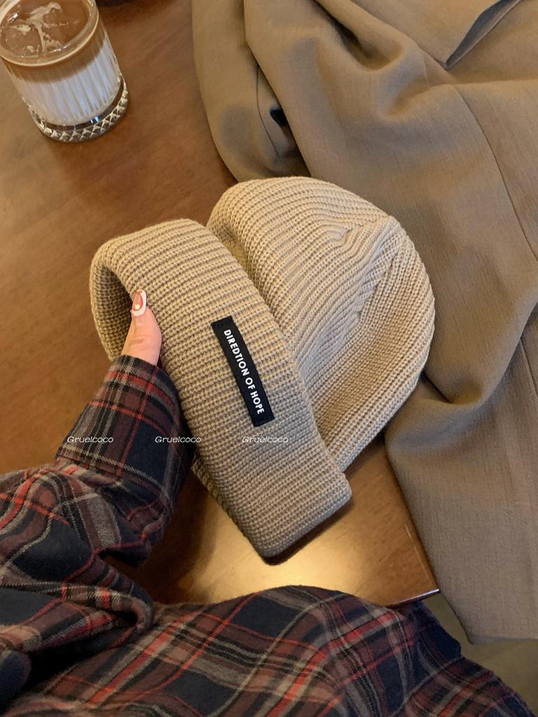 Autumn and Winter Wool Pile Hats with Large Head Circumference Versatile Casual Cold Hats Warm Hats Couple Ear Protection Knitted Hats