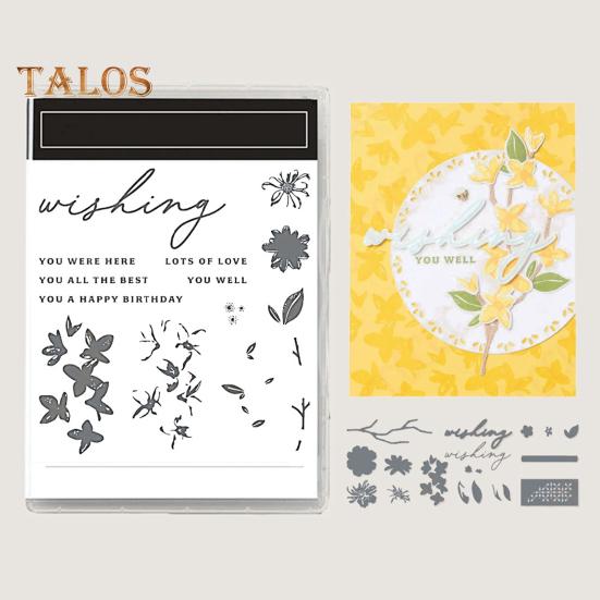 Stamps And Dies Set Reusable Silicone Stamp Carbon Steel Dies Flower Plants Animal Pattern Stamps Set for Greeting Card Making DIY Festivals Album