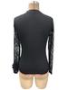 Damen Sexy Schwarze Spitze Patchwork Unregelmäßiger Ausschnitt T-Shirt Tops Vielseitige Schrank-Essentials Modeartikel Shirt
