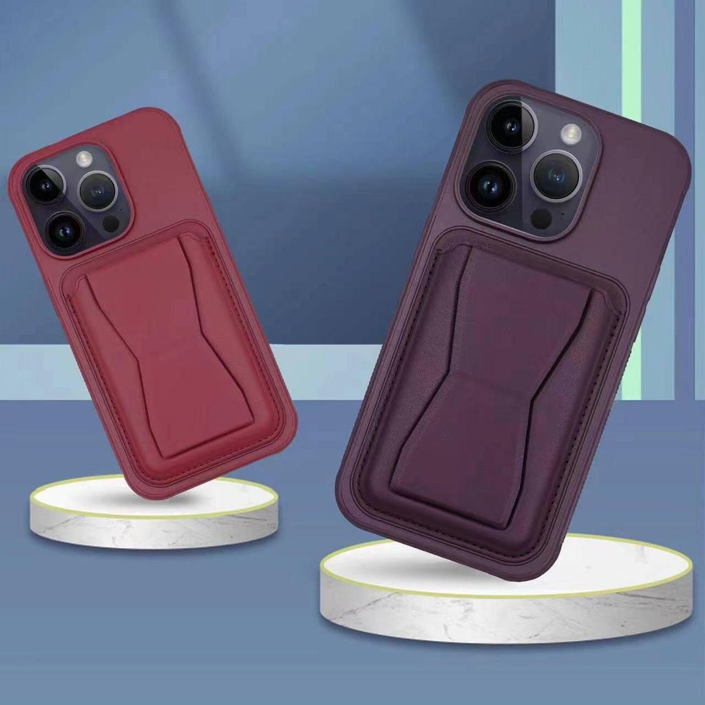 Apple 17 ProMax Case with Card Holder Stand - Protective Shell for 16 Pro and 15 Models