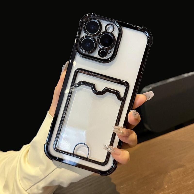Weiche TPU-Geldbörse Kartenetui Transparente Handyhülle Für iPhone 11 12 13 14 15 16 17 Pro Max Plus Air Clear Bumper Rückseiten Hüllen Abdeckung