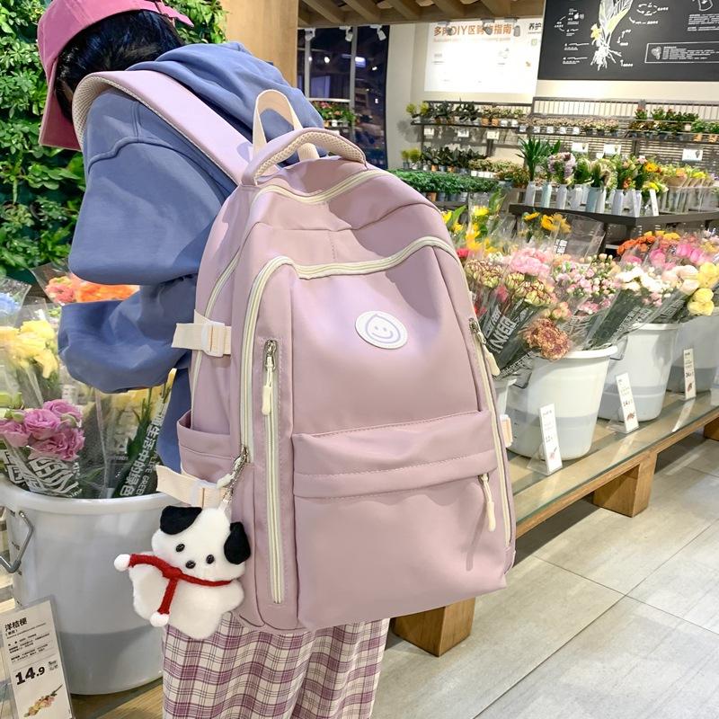 

College style computer backpack female, simple large-capacity backpack Japanese ins niche design college student schoolbag single package синий