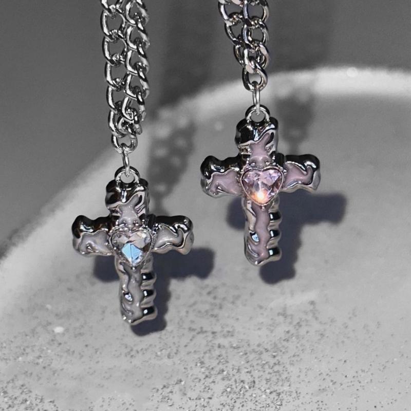 Versatile DIY Alloy Cross Charm Dripping Oil and Diamond Jewelry Component Pendant for DIY Crafts Neckalce Earrings