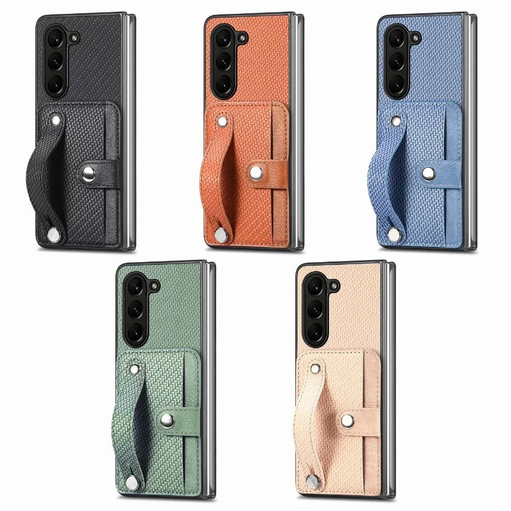 Wallet Case With Card Holder & Wrist Strap for Samsung Galaxy Z Fold 6 5 4 3 2 Fold6 Fold5 Fold4 Fold3 Fold2 5G PU Leather Cover