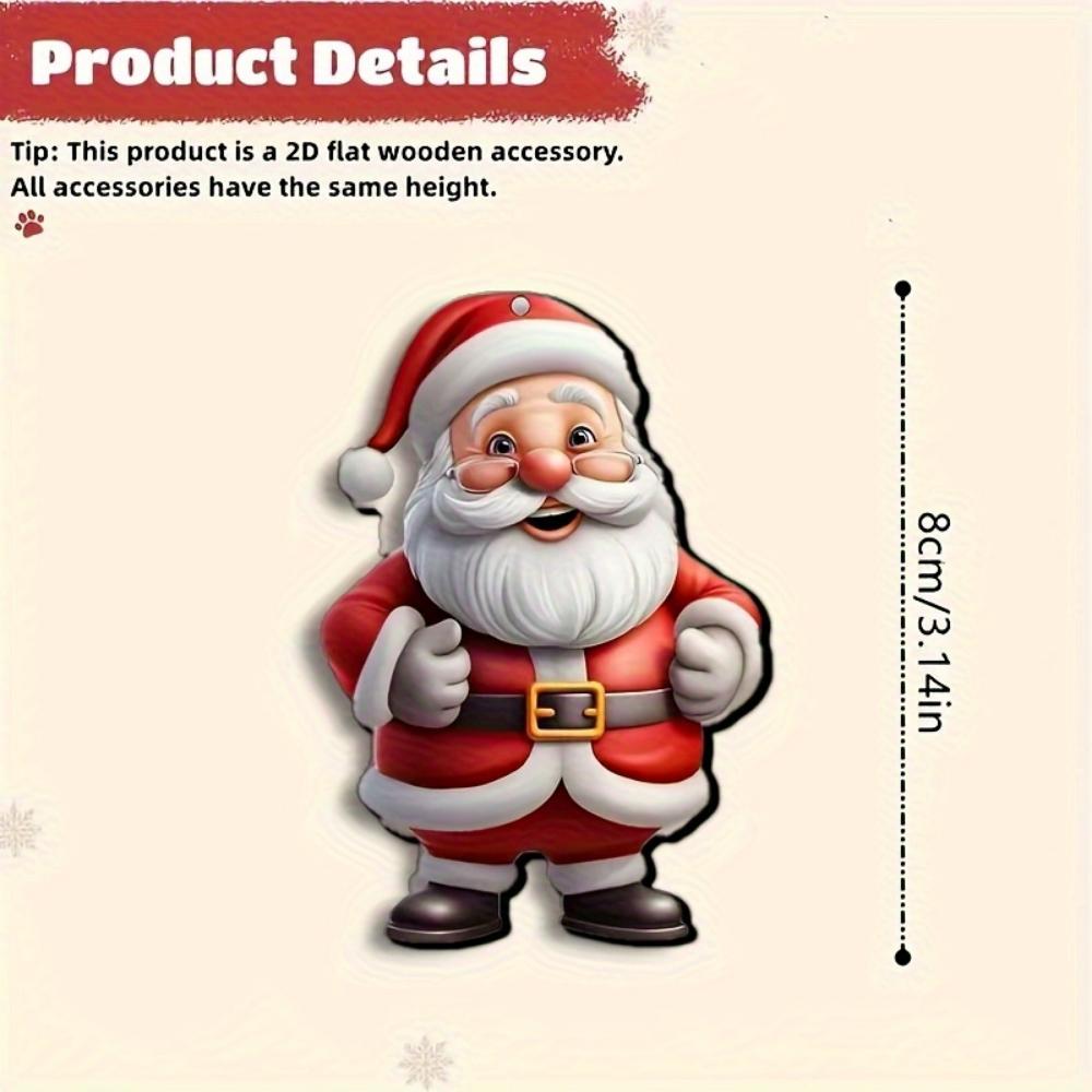 Decorative pendant, cute Santa Claus, 2D flat wood, 24PCS, suitable for Christmas, Halloween, doors and windows, patio pendants