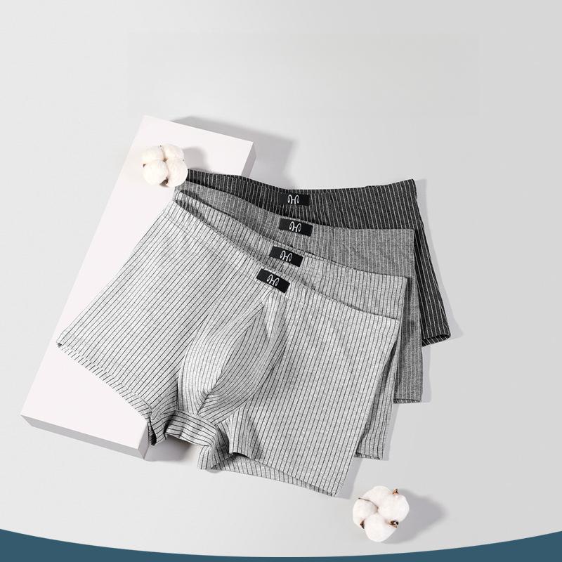 4pcs Men's Underwear Flat Leg Pants Mid Waist Plus Size Four Corner Pants Breathable Linear Shorts Boxer Brief