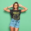 Retro Nirvana Smiley Musik Rock Grunge Kurt 80s Damen Oversize Bio Shirt