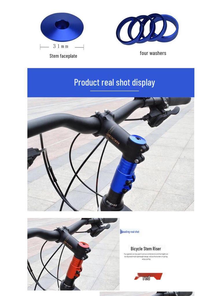 Justerbar terrengsykkelstyrefremspring og styreforhøyer