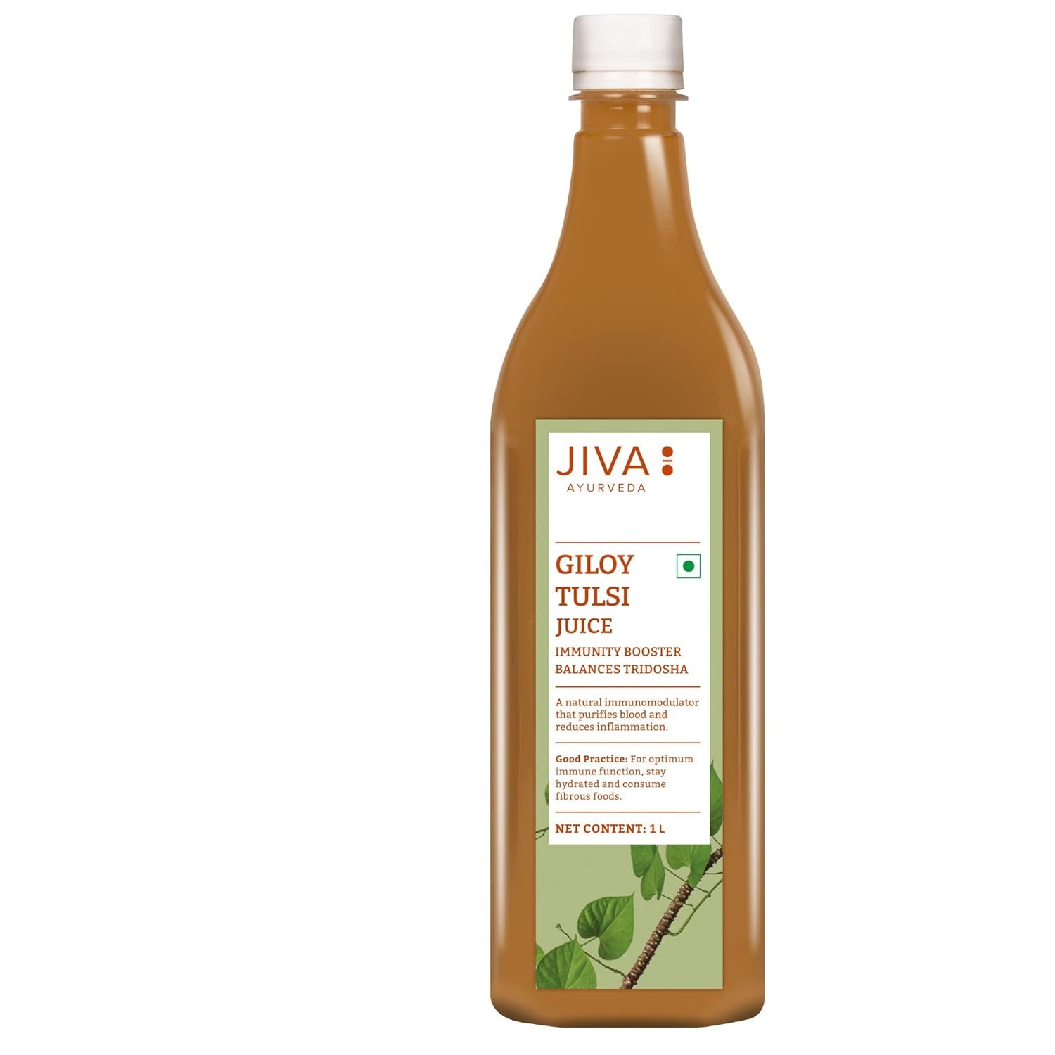 

Jiva Natural Giloy Tulsi Juice 1 Ltr Pack of 1 | Immunity Booster, Stamina Support, Pure Ayurvedic, No Added Sugar