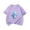Schattige Blauwe Baby Draak Grafisch T-shirt Kinderen Puur Katoen Ronde Hals Casual Ademend T-shirt Korte Mouw Veelkleurig Topje Voor Meisjes Jongens