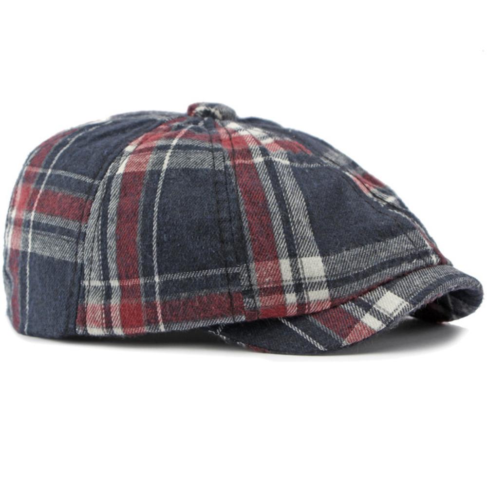 HT4670 Mens Berets Women Artist Painter Octagonal Beret Hats Male Female Ivy Flat Cap Spring Autumn Adjustable Plaid Beret Caps